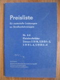 Preisliste für Kleinkrafträder Simson S51, S 51, DDR 1980