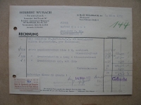 Herbert Wurach Feinmechanik, Bad Wilsnack, Rechnung 1952,#144