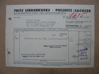 Fritz Lindenkreuz Pulsnitz, Rechnung 1951, #1615