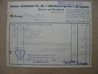 Gebrüder Klötzer KG Stützengrün, Rechnung 1952, #224