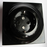 Steckdose Bakelit, UP, DDR, dunkel, eckig, Schuko, unbenutzt, #313
