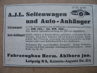 A.J.L. Seitenwagen und Anhänger, Fahrzeugbau Herm. Ahlborn jun. Leipzig, 1937 #1