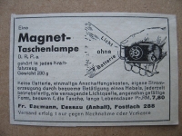 Magnet- Taschenlampe, Baumann Dessau, 1937 #1