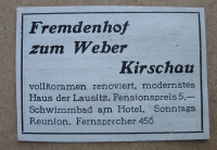 Fremdenhof zum Weber Kirschau, 1937 #1