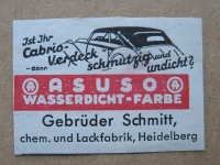 ASUSO Wasserdicht- Farbe, Gebrüder Schmitt Heidelberg, 1937 #1