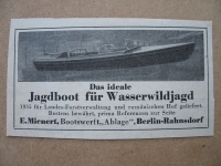 Jagdboot für Wasserwildjagd, E. Mienert Berlin- Rahnsdorf, Bootswerft "Ablage", 1937 #1