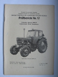 Prüfbericht Radtraktor Belarus MTS-52, Nr. 17, 1967
