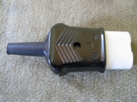 Heißgerätestecker, Bakelit, dunkel, ohne Schutzkontakt, unbenutzt, #7