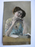 Glitzerkarte, Ansichtskarte, Junge Frau, um 1910, #263