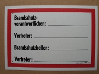 Hinweisschild Brandschutzverantwortlicher, Brandschutzhelfer, DDR