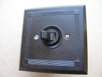 Lichtschalter, Kippschalter, Bakelit, 30-er Jahre, schwarz, eckig, UP, #37