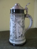 Bierkrug,  Krug mit Deckel, DDR, VEB Sitzendorfer Porzellanmanufaktur