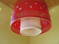 Deckenlampe DDR 70-er Jahre, rot- weiß