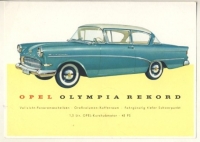 Postkarte Opel Olympia Rekord, 50-er Jahre