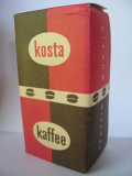 Bohnenkaffee KOSTA, VENAG DDR, VEB Kaffee Halle, rot