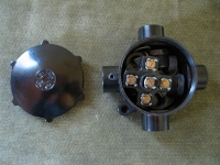 Preview: Abzweigdose Bakelit, MARS, Kreuzdose, 4 Ausgänge, unbenutzt