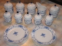 Gewürzdosen, Vorratsdosen mit Deckel, 10 Stück, Kahla, blau/ weiß