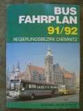 Busfahrplan 1991/ 92, Regierungsbezirk Chemnitz