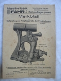 Merkblatt Knüpfapparat Fahr 660, um 1930