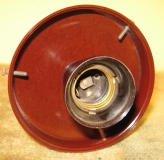 Preview: Lampenfassung, Baldachin, Bakelit braun, um 1950