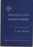 Ersatzteilliste Horch- Diesel Typ H3A, H 3 A, 1956