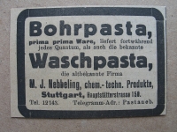 Bohrpasta, Waschpasta, M.J. Nebbeling Stuttgart, 1919