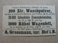 Waschpulver, Wagenfett, A. Gressmann Hof, 1919