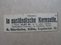 Kernseife, A. Gierlichs Köln, 1919