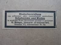 E. Runge Breslau, Scheuerpulver- und Schuhcreme- Fabrik, 1919