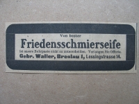 Friedensschmierseife/ Bohrpaste, Gebr. Waller Breslau, 1919