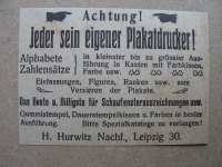 Stempel, Farbe, Zahlensätze, H. Hurwitz Leipzig, 1919