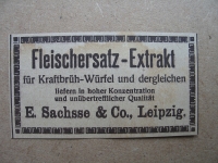 Fleischersatz- Extrakt, E. Sachsse Leipzig, 1919