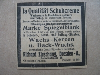 Schuhcreme, Kerzen, Richard Zieschang Dresden, 1919