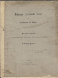 Festschrift Heinrich Voss, Schulmann in Eutin, 1882