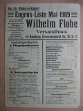 Wilhelm Flohe  Versandhaus Hamburg, 1909, Engros- Liste, Postkarten, Scherzartikel wtc.