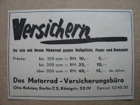 Motorrad- Versicherungsbüro Otto Rolvien Berlin, 1939
