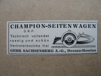 Champion Seitenwagen, Gebr. Sachsenberg Dessau- Rosslau, 1938