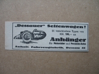 Dessauer Seitenwagen, Anhänger, Fahrzeugfabrik Dessau, 1938