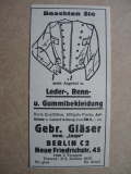 Lederbekleidung, gummibekleidung, Gebr. Gläser, vorm. Lespo, Berlin, 1938