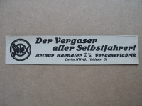 SOLEX Vergaser, Arthur Haendler Vergaserfabrik Berlin, 1928
