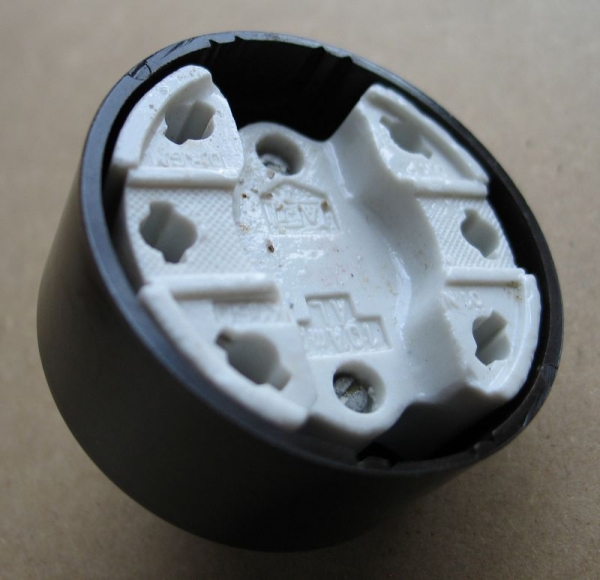 Ausschalter, Bakelit, rund, AP, dunkel, unbenutzt, #112*