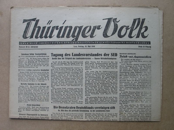 Thüringer Volk, Gera, 24. Mai 1946, Hermann Frank hingerichtet, Anhydrit