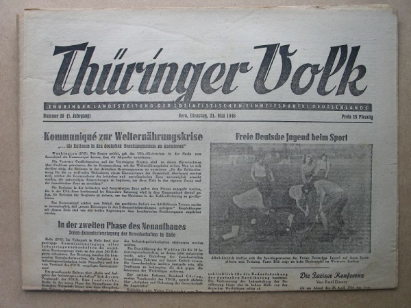 Thüringer Volk, Gera, 21. Mai 1946, Keine Prügelstrafe in der Schule