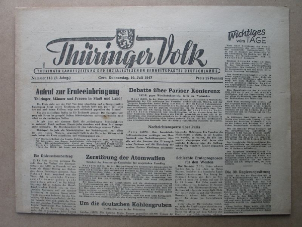 Thüringer Volk, Gera, 10. Juli 1947, Rapsdiebe Hädrich und Weidhaas aus Sölmnitz