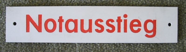 Schild NOTAUSSTIEG, DDR- Bus, Robur, Ikarus, H6 Bus