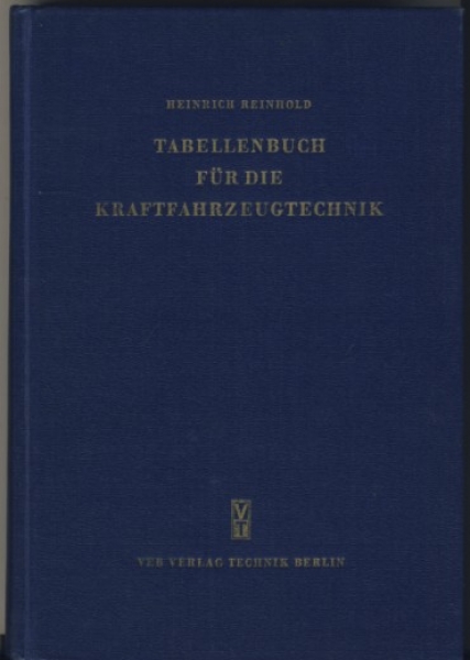 Tabellenbuch Kraftfahrzeugtechnik, DDR 1961