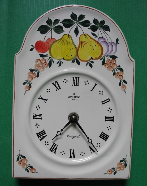 Küchenuhr Junghans Quartz, Handgemalt, 90er Jahre