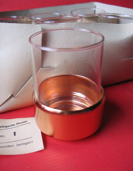 6 Teegläser DDR, VEB Tafelgeräte Dessau, unbenutzt
