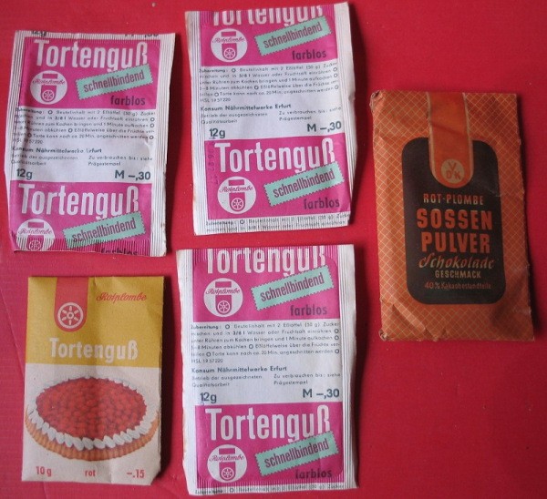 Rotplombe Tortenguss und Soßenpulver, 5 Packungen DDR, #6