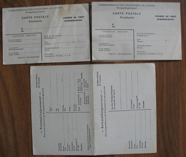 Kriegsgefangenenpost, Postkarten, France, Frankreich